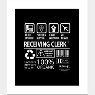 Receiving Clerk T Shirt - MultiTasking Certified Job Gift Item Tee Posters and Art